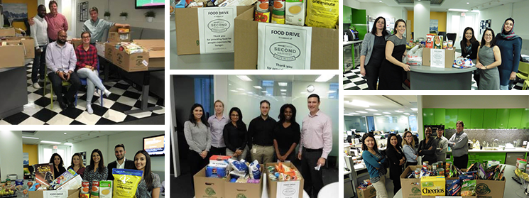 FIRST Canada team with second harvest food drive donations 
