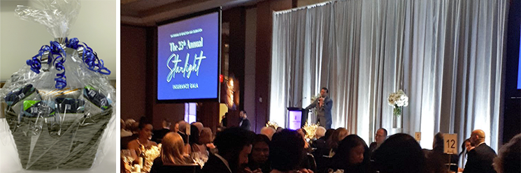 Panier cadeau et photo au Gala de la Fondation Starlight
