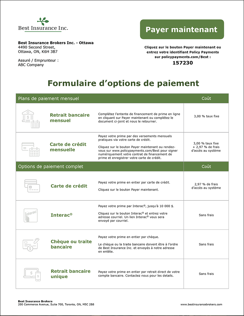 Payment Options Form