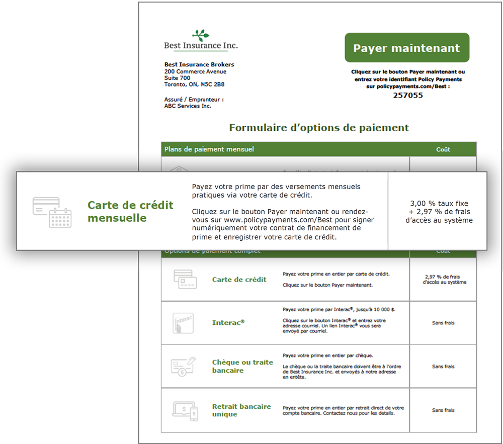 Image d'informations mensuelles sur la carte de crédit
