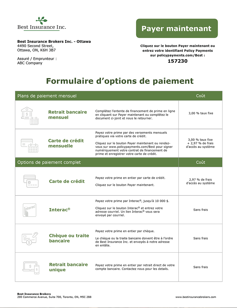 Payment Options Form