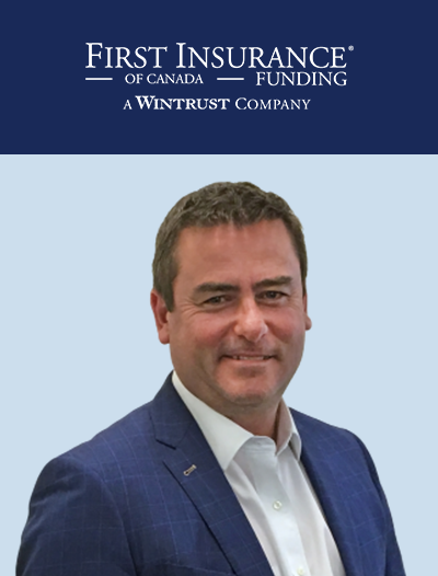 Stuart Bruce headshot in FIRST Insurance Funding of Canada poster 