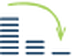 Bar charts with arrow pointing down icon