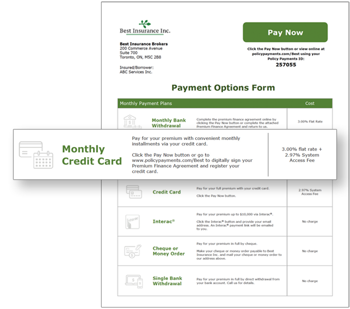 Monthly Credit Card Information Image