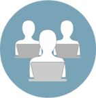 3 people on laptop icon