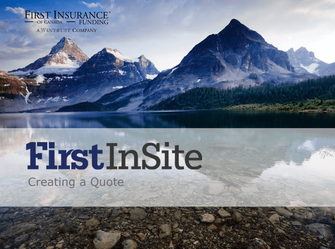 First InSite Creating A Quote banner 
