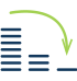 Lined bar charts with an arrow pointing downwards 